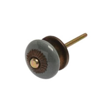 Tranquillo Möbelgriff handgemacht, Ø 3.3 cm, Grau/Messing