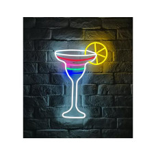 Vegas Lights LED Dekolicht Neon Sign Cocktailglas 22 x 30 cm