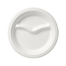 BioPak Einwegteller mit 2 Unterteilungen 22 cm, 50 Stück, Weiss