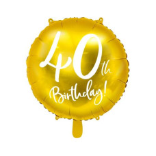 Partydeco Folienballon 40th Birthday Gold/Weiss Partydeco Folienballon 40th Birthday Gold/Weiss