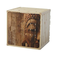 Holz Zollhaus Holzharasse Buddha mit Tür, 35 x 35 cm