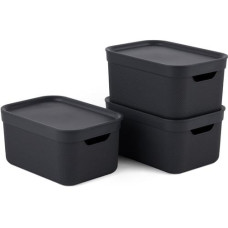 Rotho Aufbewahrungsbox A5 Jive 3 Stück, Schwarz