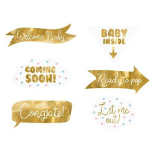 Partydeco Partyaccessoire Baby Shower 6-teilig, Gold Partydeco Partyaccessoire Baby Shower 6-teilig, Gold