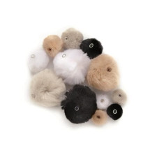 Glorex Pompon mit Öse, Schwarz/Weiss/Grau