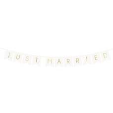 Partydeco Girlande Just Married 15 x 155 cm, Weiss/Gold Partydeco Girlande Just Married 15 x 155 cm, Weiss/Gold