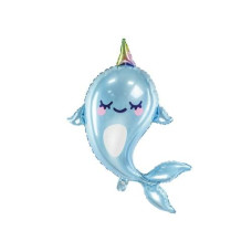 Partydeco Folienballon Narwhal Blau