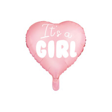 Partydeco Folienballon Its a girl Rosa/Weiss, Herzförmig Partydeco Folienballon Its a girl Rosa/Weiss, Herzförmig