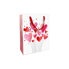 Braun + Company Geschenktasche Lovely Hearts 26 x 36 x 13 cm, Weiss/Rot