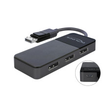 Delock 3-Port Signalsplitter Displayport, 4K/60Hz unterstützt MST