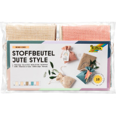 Folia Stoffbeutel Jute Style Boho Chic 10 Stück, Mehrfarbig