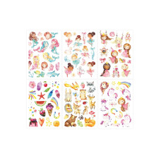 Papierdrachen Tattoo Set Einhorn, Meerjungfrau, Prinzessin