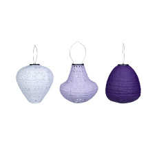 COCON Lampion LED Solar 3er-Set, Violett