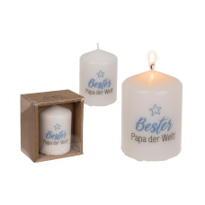G. Wurm Stumpenkerze Bester Papa der Welt 8 x 6 cm, Weiss G. Wurm Stumpenkerze Bester Papa der Welt 8 x 6 cm, Weiss