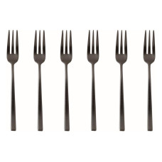 Sambonet Kuchengabel Rock 6 Stück, Schwarz glanz