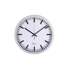 Hama Funk-Wanduhr Bahnhof Ø 30 cm, Silber/Weiss