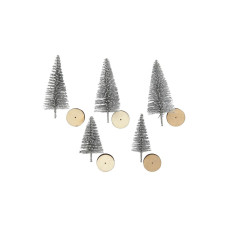 Creativ Company Weihnachtsbäume Silber, 5 Stück