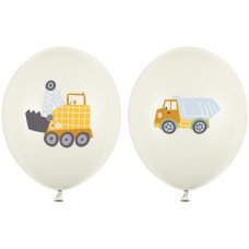 Partydeco Luftballon Baufahrzeuge 30 cm, 50 Stück, Crème
