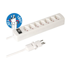 Max Hauri Doppelpack Steckdosenleiste 7 x Typ 13, Safety Line, Weiss