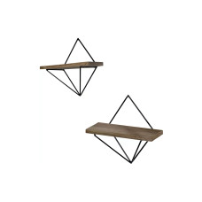 Woody Fashion Wandregal WR046 2 Stück, 30 x 14 x 2 cm, Walnuss