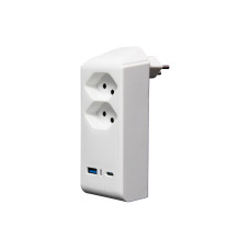 Brennenstuhl Abzweigstecker 2 x T13, 1 x USB A, 1 x USB C, 300° drehbar