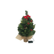 Dameco Weihnachtsbaum mit Jute-Topf, 15 LEDs, 50 cm, Grün