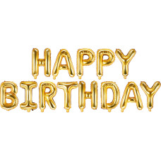 Partydeco Folienballon Happy Birthday 340 x 35 cm, Gold