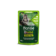 Monge Nassfutter Katze Bwild GF Sterilisiert Wildschwein 85g
