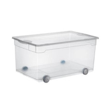 Rotho Aufbewahrungsbox 63 l mit Rollen, Transparent