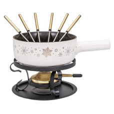 Kadastar Käsefondue-Set Sparkling Wint E22 9 Teile, Schwarz/Weiss
