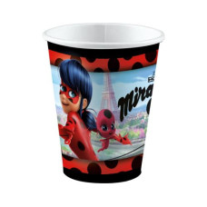 Amscan Einwegbecher Miraculous 250 ml 8 Stück, Rot/Schwarz