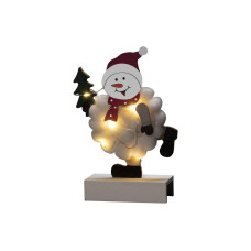 Konstsmide LED-Figur Schneemann, Holz & Baumwolle, 6 LED