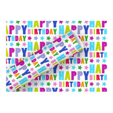 Braun + Company Geschenkpapier Happy Birthday  Sterne, 70 cm x 1.5 m