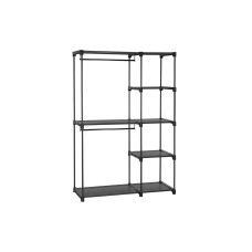 VASAGLE Garderobenständer mit 2 Hängefächer 112 x 165 cm, Schwarz