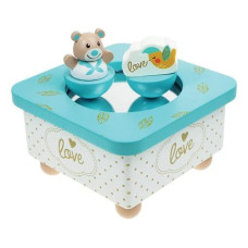Spielba Holzspielwaren Musikspieldose Golden Bär blau
