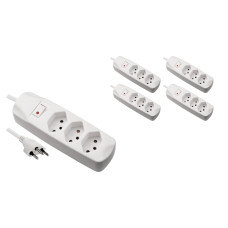 FURBER.power Steckdosenleiste 3x T13 mit Schalter, 5 Stück, Weiss FURBER.power Steckdosenleiste 3x T13 mit Schalter, 5 Stück, Weiss