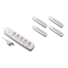 FURBER.power Steckdosenleiste 5x T13 mit Schalter, 5 Stück, Weiss FURBER.power Steckdosenleiste 5x T13 mit Schalter, 5 Stück, Weiss