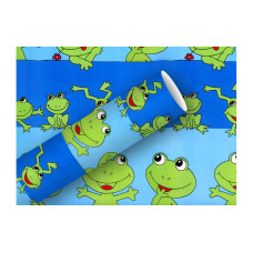 Braun + Company Geschenkpapier Froggy Blau/Grün, 70 cm x 2 m