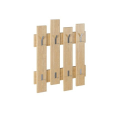 Woody Fashion Wandgarderobe Wave 8 Haken, Nature