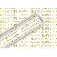 Braun + Company Geschenkpapier Graphic Birthday 1.5 m x 70 cm, Gold/Weiss