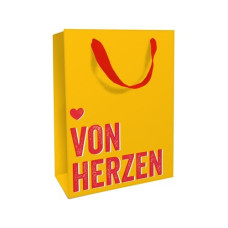 Braun + Company Geschenktasche Von Herzen 26 x 36 x 13 cm, Gelb/Rot