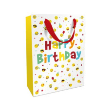 Braun + Company Geschenktasche Birthday Smileys 26 x 36 x 13 cm, Gelb/Weiss