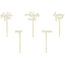 Partydeco Kuchen-Topper Unverträglichkeiten, 5 Stück, Gold Partydeco Kuchen-Topper Unverträglichkeiten, 5 Stück, Gold