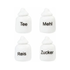 HobbyFun Mini-Utensilien Porzellan-Dosen 1.2-1.8 cm, Weiss, 4 Stück