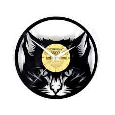 Yesterday's Vinyl Wanduhr Katze Ø 30 cm, Gold/Schwarz Yesterday's Vinyl Wanduhr Katze Ø 30 cm, Gold/Schwarz
