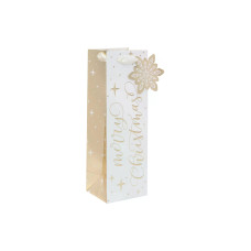 Cart Flaschentasche Merry Christmas Gold 11 x 34 x 10 cm