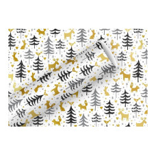 Braun + Company Geschenkpapier Forest Friends 70 cm x 1.5 m, Gold-Grau