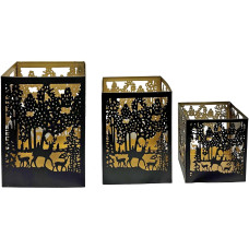 Dameco Laterne Forest 3er Set, Gold/Schwarz