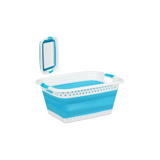 relaxdays Wäschekorb 37 l, Blau/Weiss relaxdays Wäschekorb 37 l, Blau/Weiss