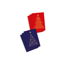 ABC Weihnachtskarte Set 6 Stück, Blau/Rot