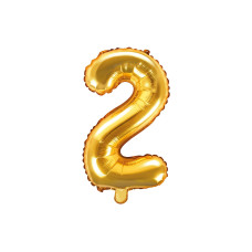 Partydeco Folienballon Zahl 2 klein 35 cm, gold, 1 Stück Partydeco Folienballon Zahl 2 klein 35 cm, gold, 1 Stück